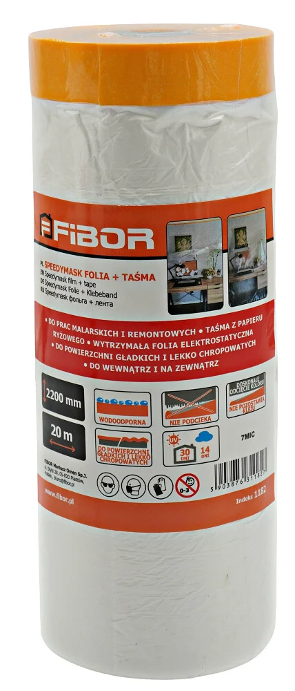 Fibor Antychlap Folia + Taśma Malarska Papierowa do Odcinania 2,2x 20 m