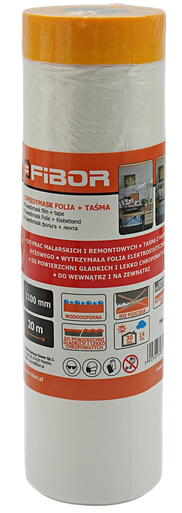 Fibor Antychlap Folia + Taśma Malarska Papierowa do Odcinania 1,1 x 20 m