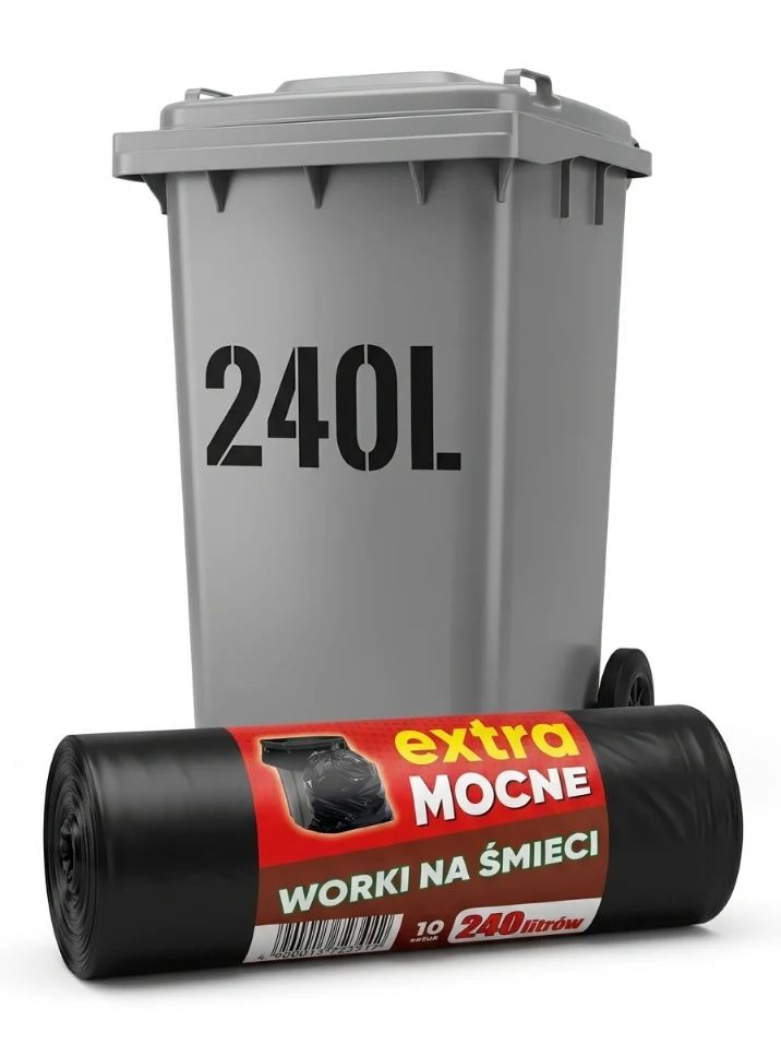 MOCNE Grube Worki na śmieci EXTRA silne 240L 10szt.