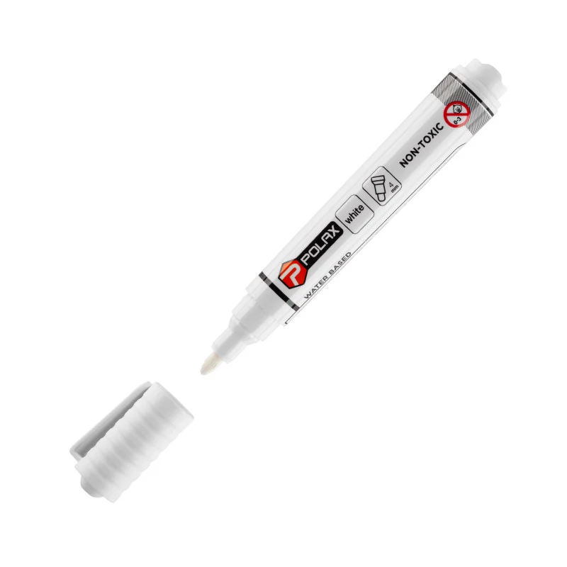 Polax Marker pisak permanentny, biały 4 mm