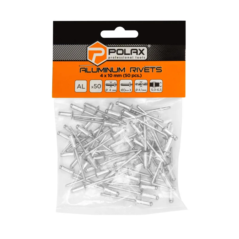 Polax Nity aluminiowe 4 x 10 mm (37-009) do mocowania za pomocą nitownicy