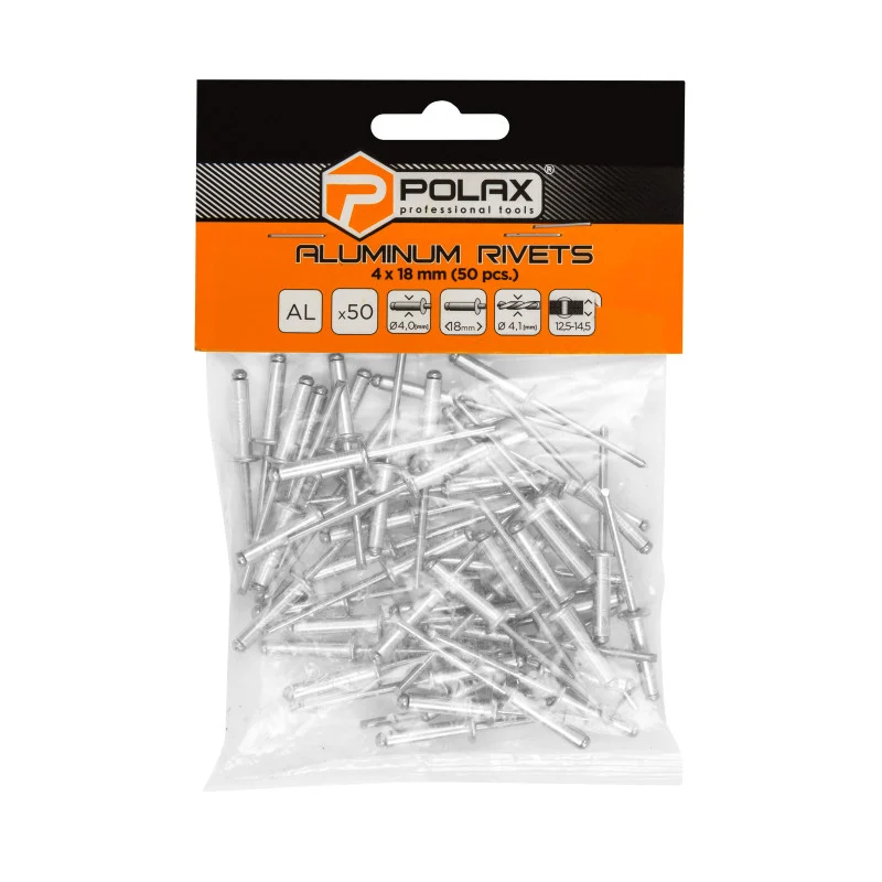 Polax Nity aluminiowe 4 x 18 mm (37-013) do mocowania za pomocą nitownicy