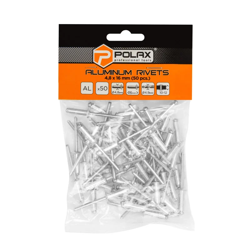 Polax Nity aluminiowe 4,8 x 16 mm (37-019) do mocowania za pomocą nitownicy