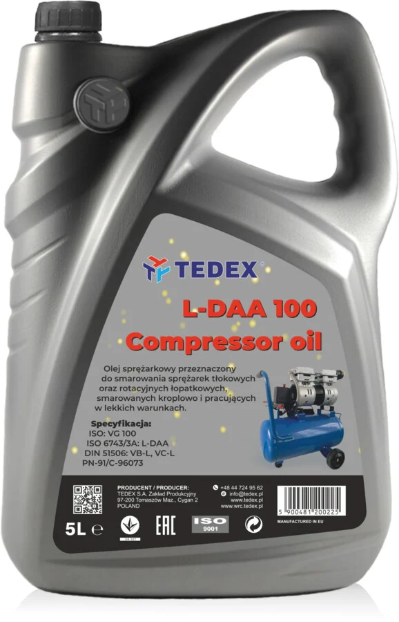 TEDEX Olej do Sprężarek Kompresorów Tłokowych L-DAA 100 5L