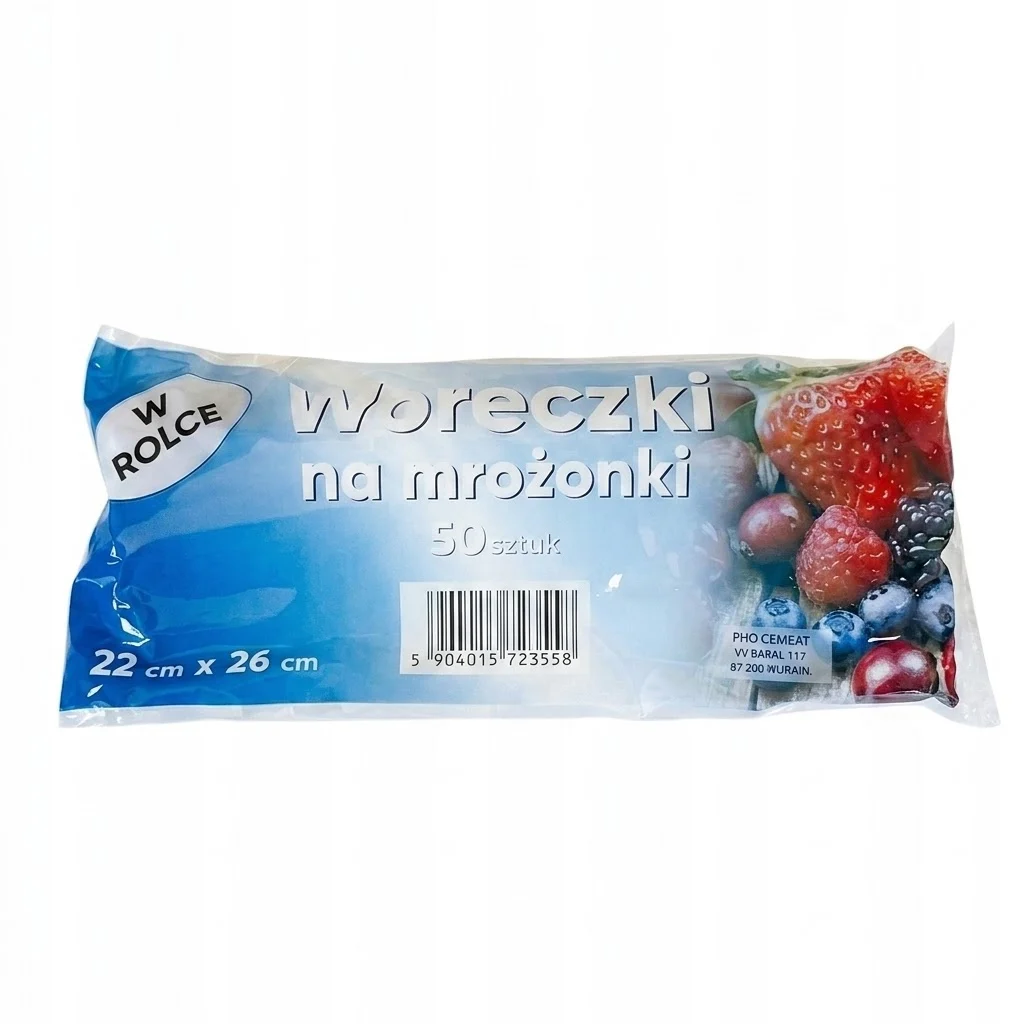 Woreczki do mrożenia żywności, wytrzymałe, 50 sztuk, 22 x 26 cm