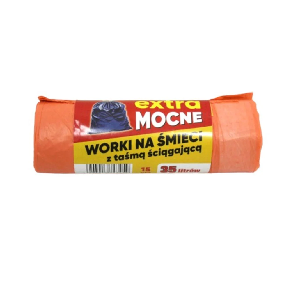 Worki na śmieci extra mocne 35L 50x57cm z taśmą, rolka 15 szt.